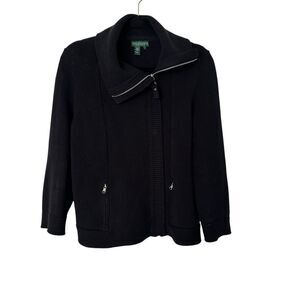 Ralph Lauren Jeans Black Chunky Cowl Neck Cardigan Sweater| Size M